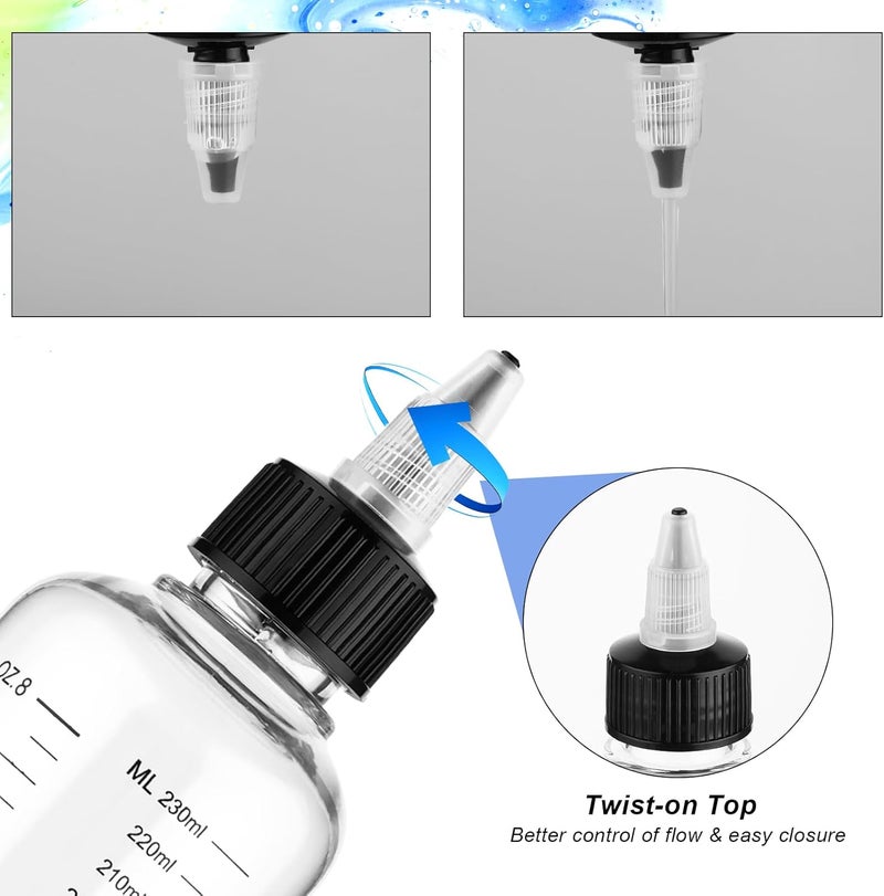 COMNICO 2 Pack Applicator Bottle for Hair 8.5oz Soft Squeeze Empty Oil Dispenser Hair Color Applicator Root Hair Dye PET Plastic Refillable Bottles for Salon Sylist with Graduated Scale and Twist Top - Image 4
